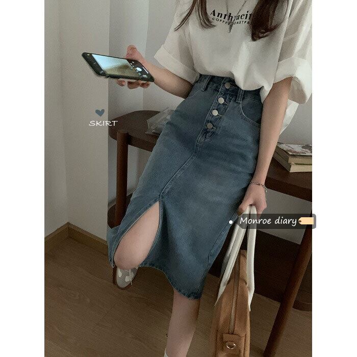 ウェストスリムスリットロングAライン スカート モンロー26380866753