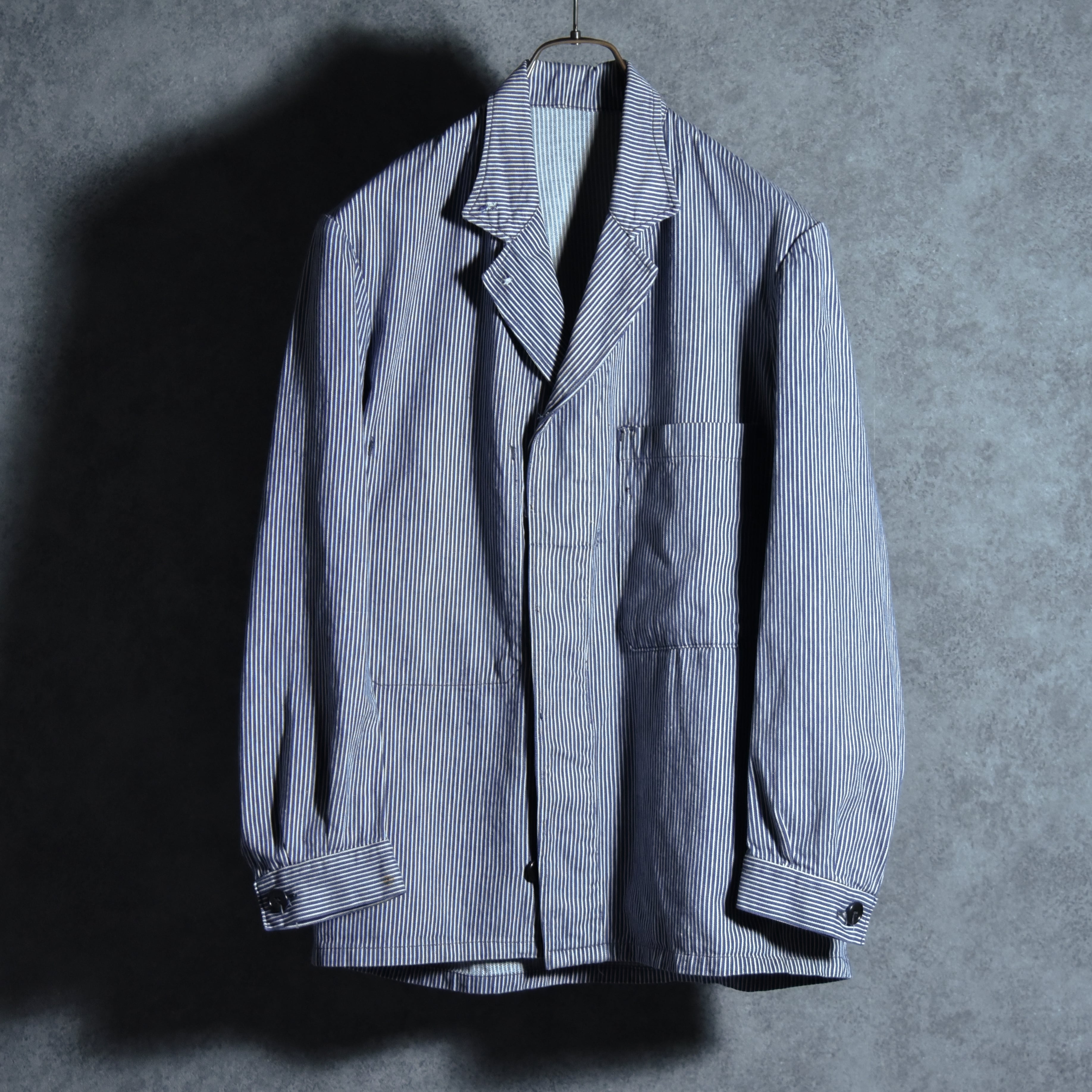 1930S French コットンストライプラペルドワークジャケット 1930S French コットンストライプラペルドワークジャケット