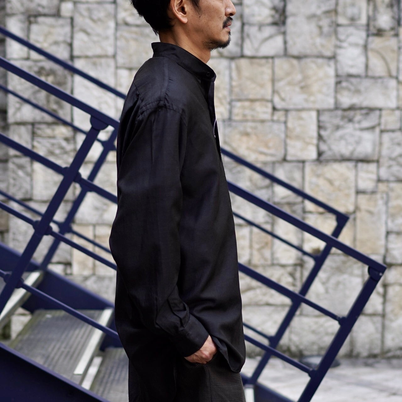 インターネット 23SS NAVY 3 『COMOLI 』ウールシルクオープンカラー