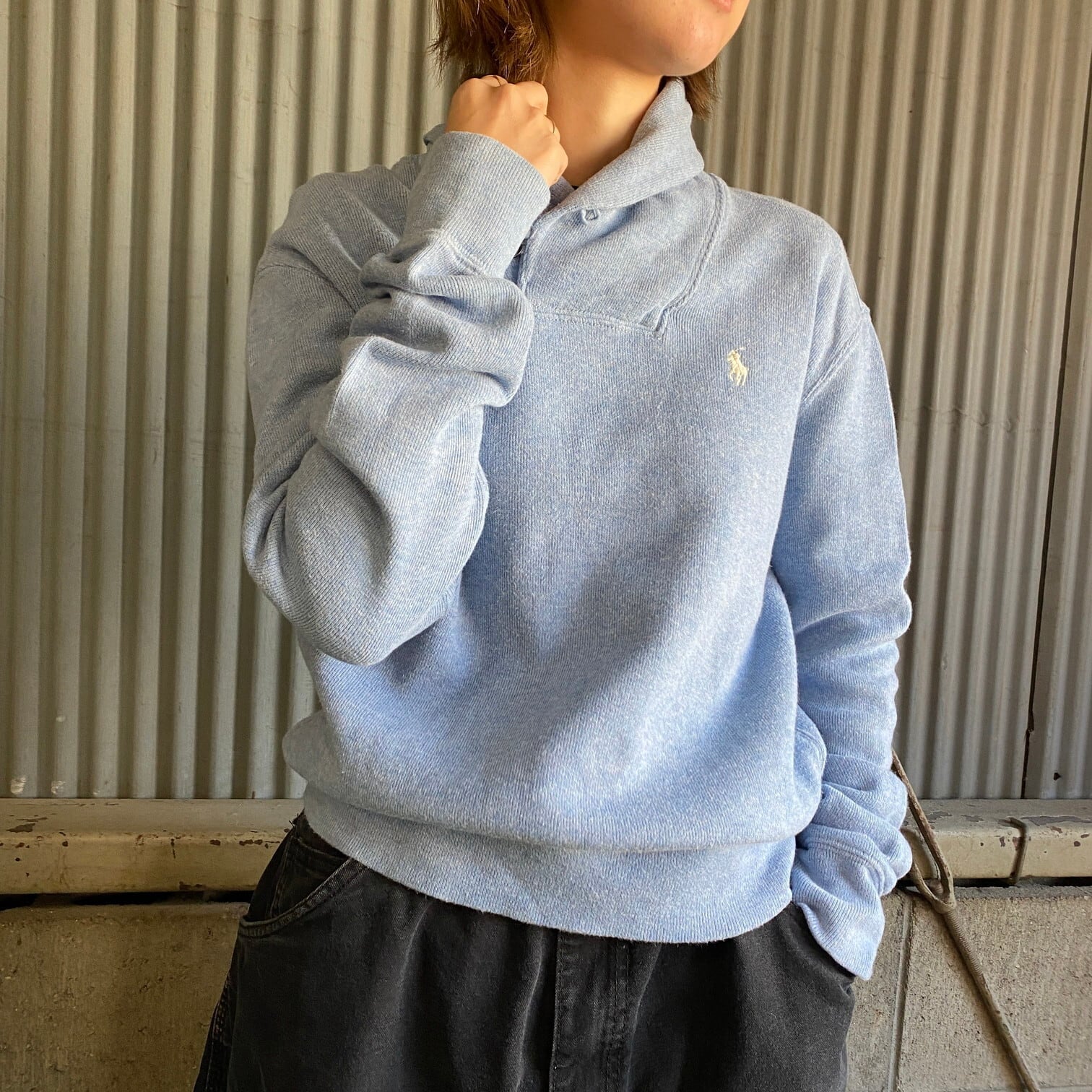 ポロ ラルフローレン ショールカラー リブ スウェット メンズXS 古着  