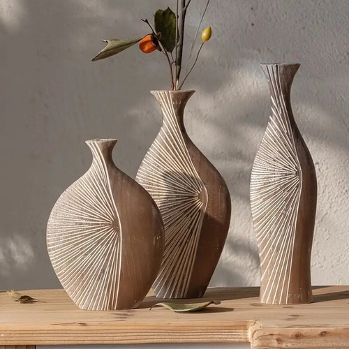 花瓶 フラワースタンド 木製 高さ33.5cm 生花 ドライフラワーレトロ おしゃれ ヴィンテージ 北欧