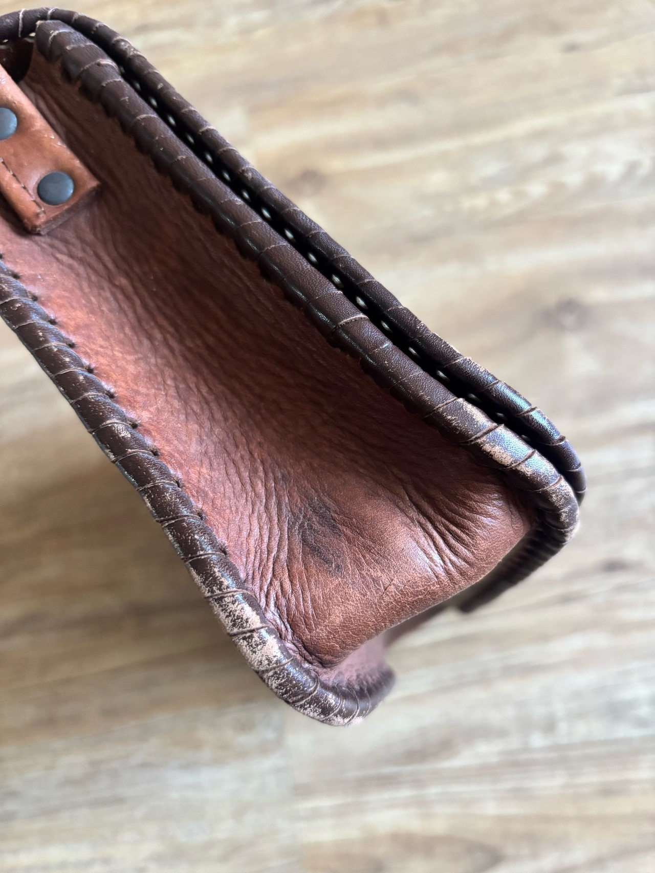 braided design vintage leather bag-5005-9