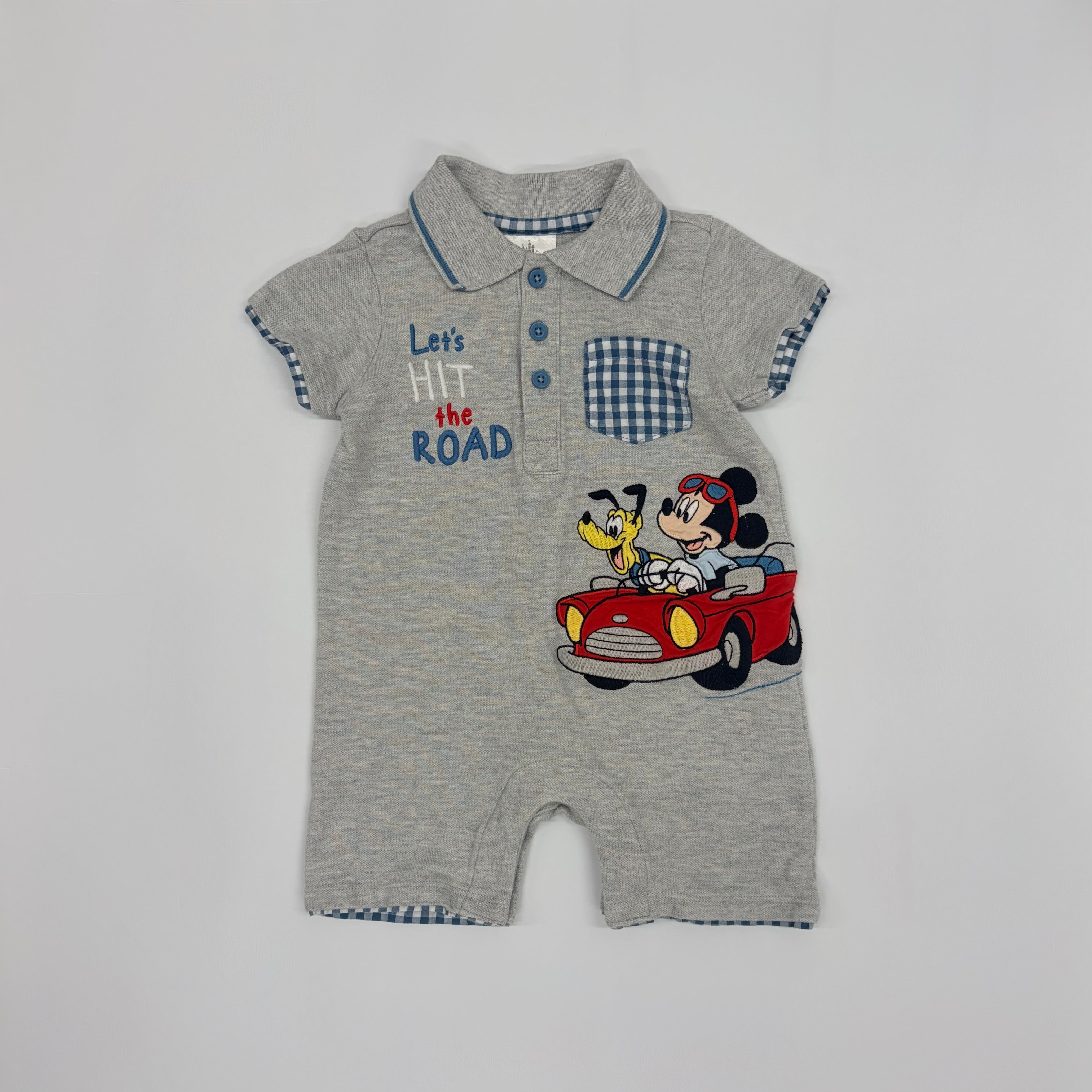 【6-12M】Mickey & Pluto Baby polo rompers ミッキー プルート ベビーポロロンパース