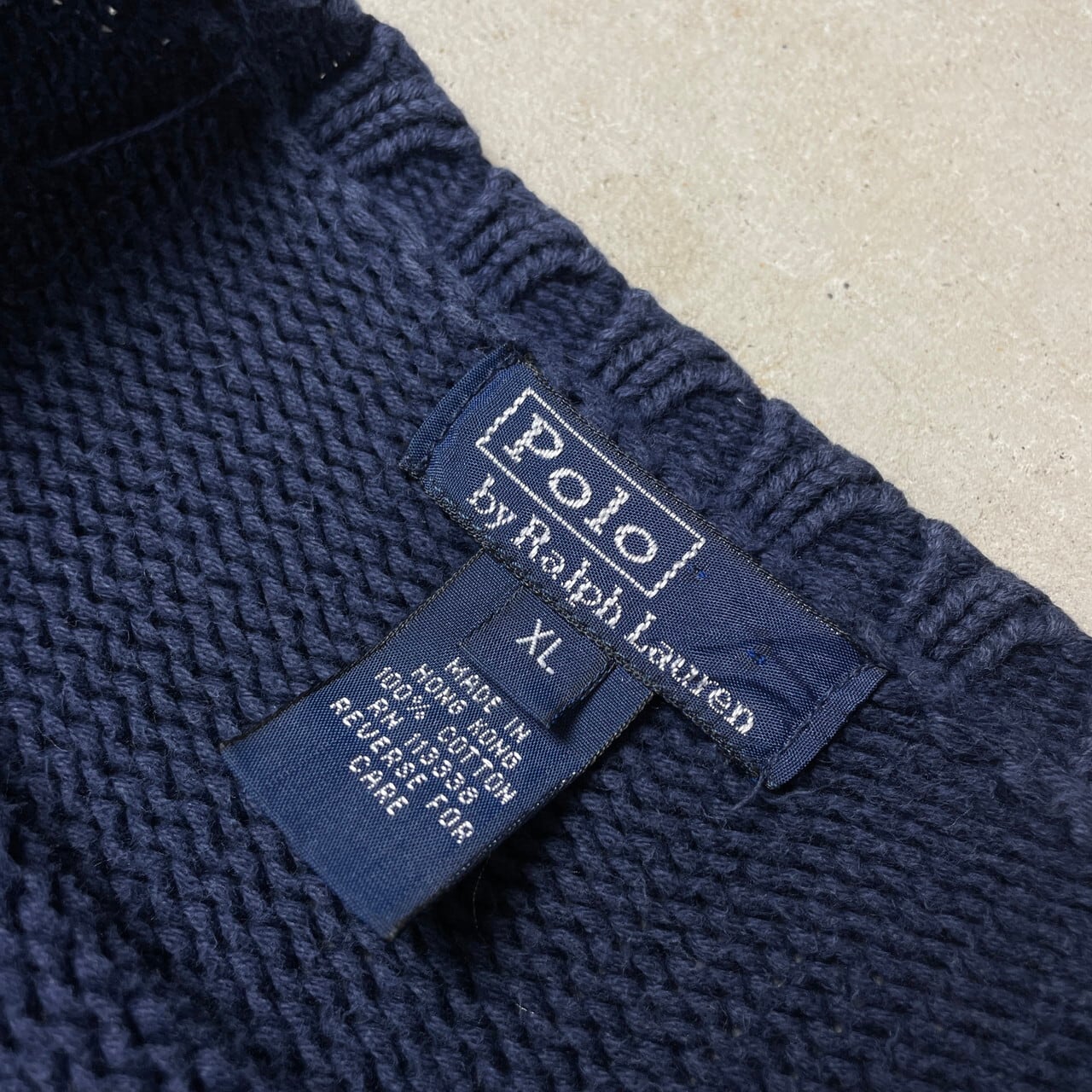 ラルフローレン 90s ビンテージ ポロベア コットンニット ナス紺 Lサイズ 90s Polo Ralph Lauren 