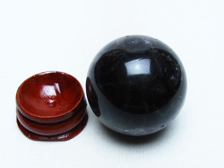 モリオン 丸玉 34mm 黒水晶 スフィア 置物 一点物 141-7977 | 天然石
