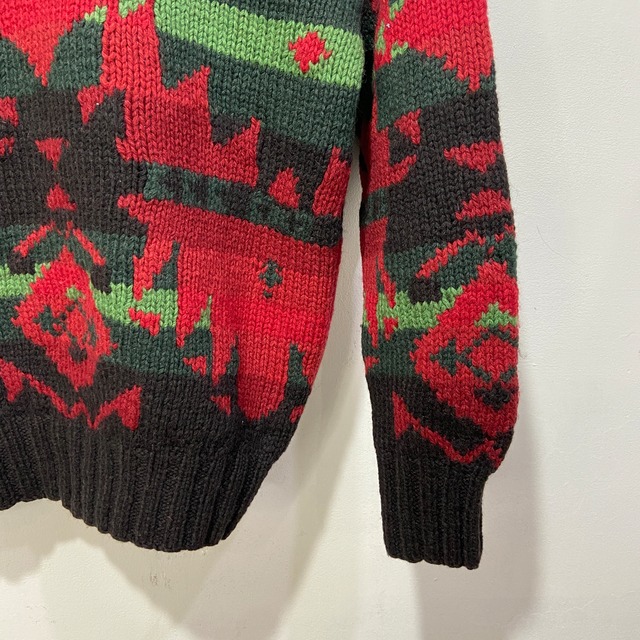 『送料無料』90s Ralph Lauren ネイティブ柄　ウールセーター　ハンドニット