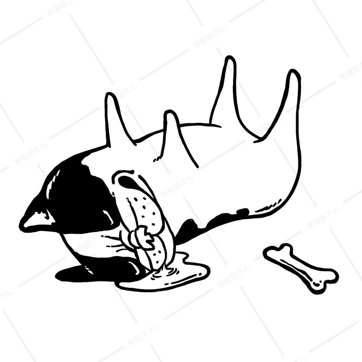 爆睡よだれフレブル Tシャツ dog75 犬 ブヒ フレンチブルドッグ 服 ゆるい ユニーク イラスト おもしろ Tシャツ