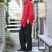 hole design linen shirt red