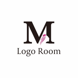 No612 Mと女性の横顔のロゴ【アルファベット、M、女性、顔、シンプル、洗練、スタイリッシュ、美容、サロン、エステ、ネイル、ショップ】