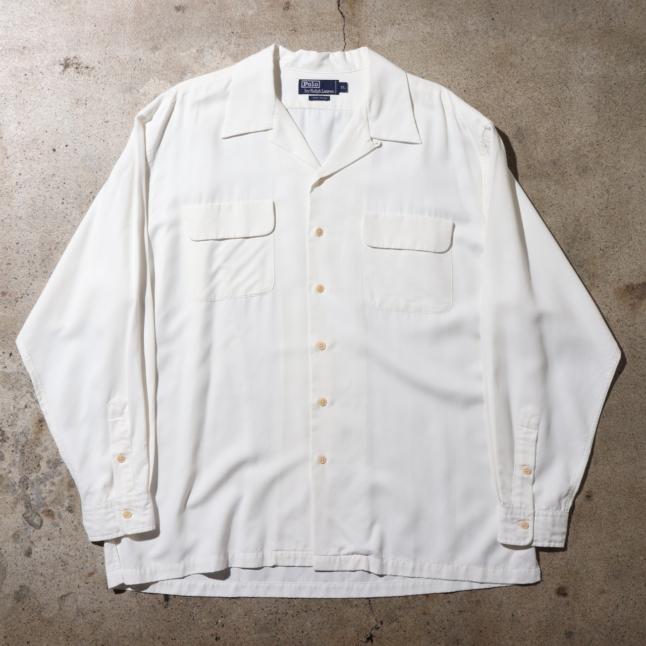 極美品 XL レーヨン 白 オープンカラーシャツ ポロラルフローレン 長袖 polo ralph lauren