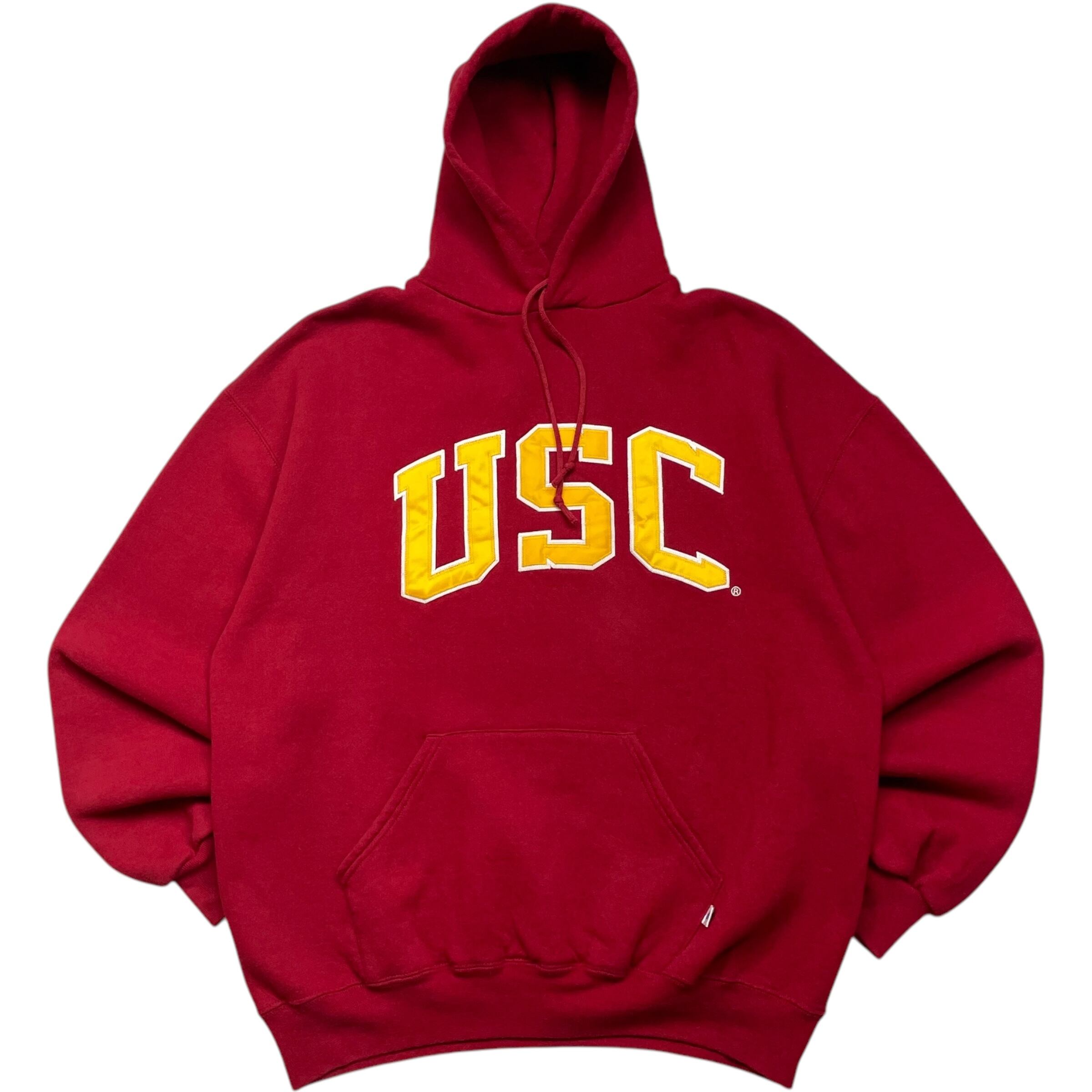 《XL》russell athletic ラッセルアスレチック パーカー カレッジロゴ バーガンディ USA製 90年代 vintage no.7087