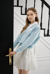 GOXO ゴーエックスオー スマイルハートシャツVネックマンツーマン スカイブルー