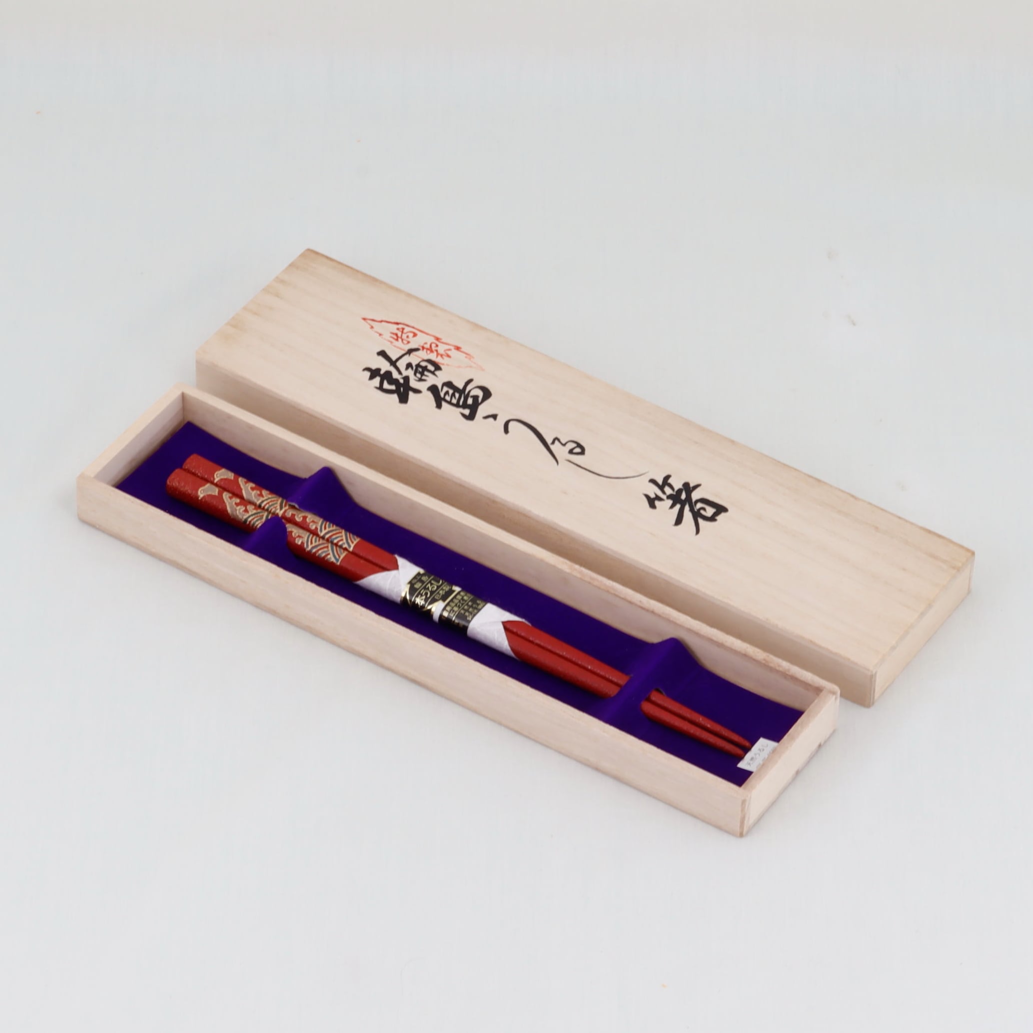 74-1 輪島うるし箸 朱塗乾漆／波千鳥蒔絵 | 輪島塗 加藤漆器店 公式