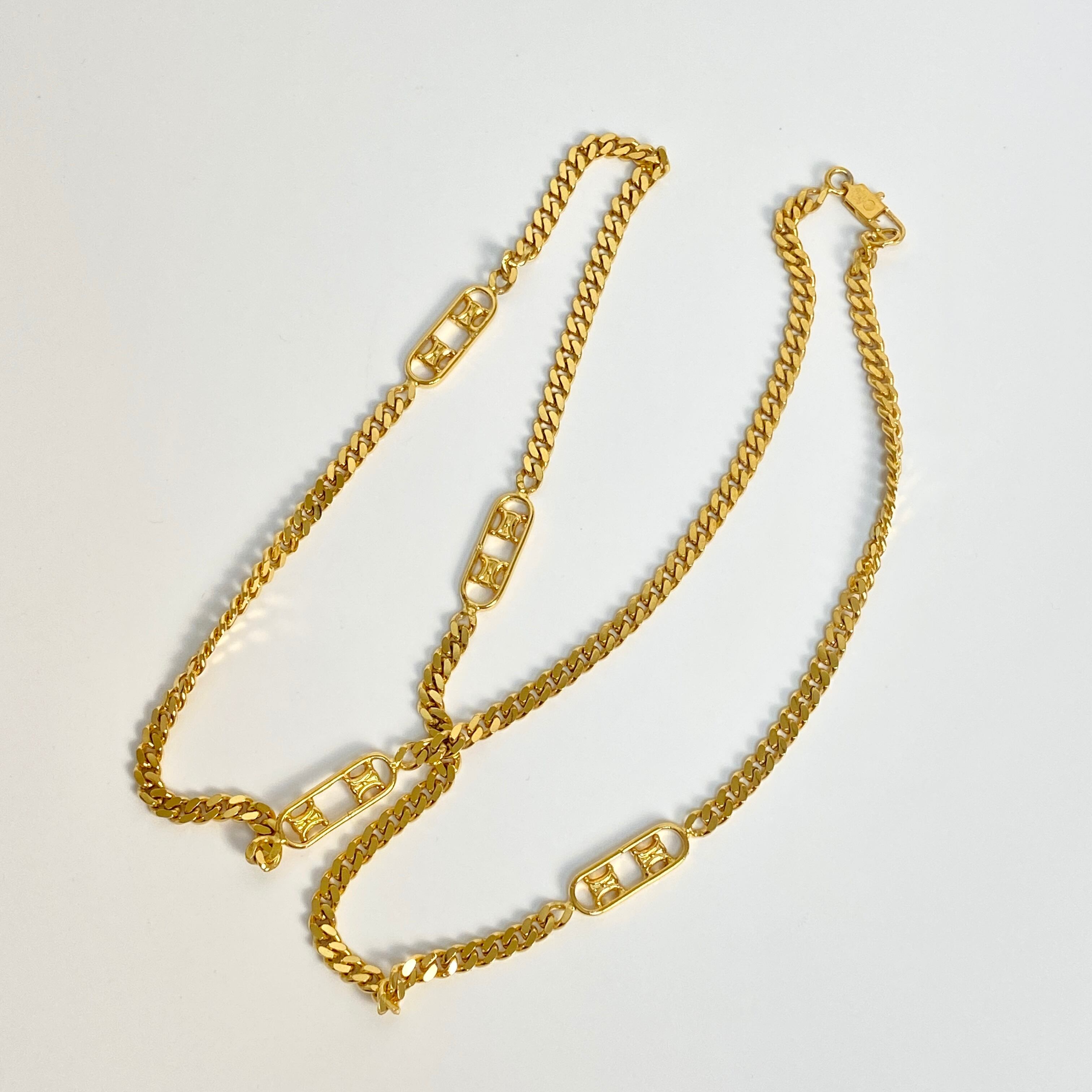 時間指定不可】 《美品》 セリーヌ マカダム 喜平 ネックレス ゴールド