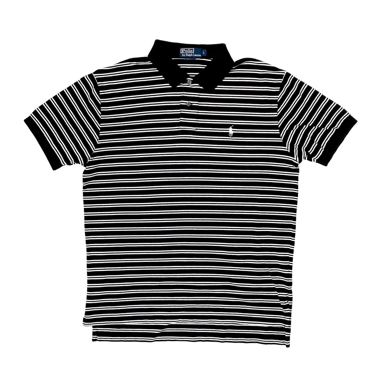 Ralph Lauren ラルフローレン ボーダー柄 ポロシャツ メンズL ブラック