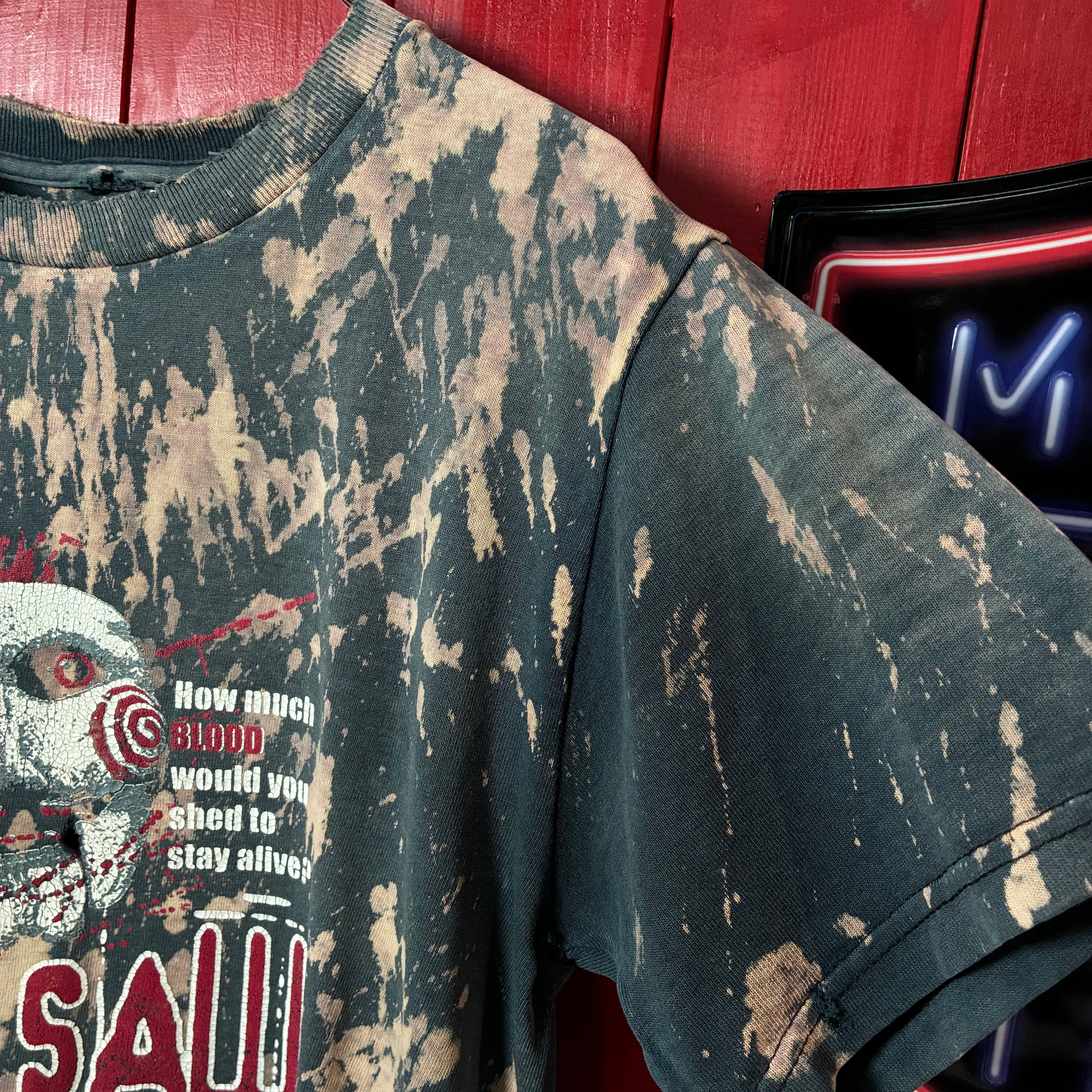 SAW ジグソウ ホラーTシャツ ブリーチ加工 S相当 | 古着屋 the moon