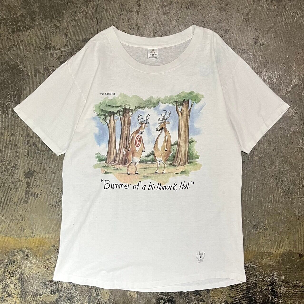 80s(1986) THFAR SIDE Deer Funny Print Tee USA製