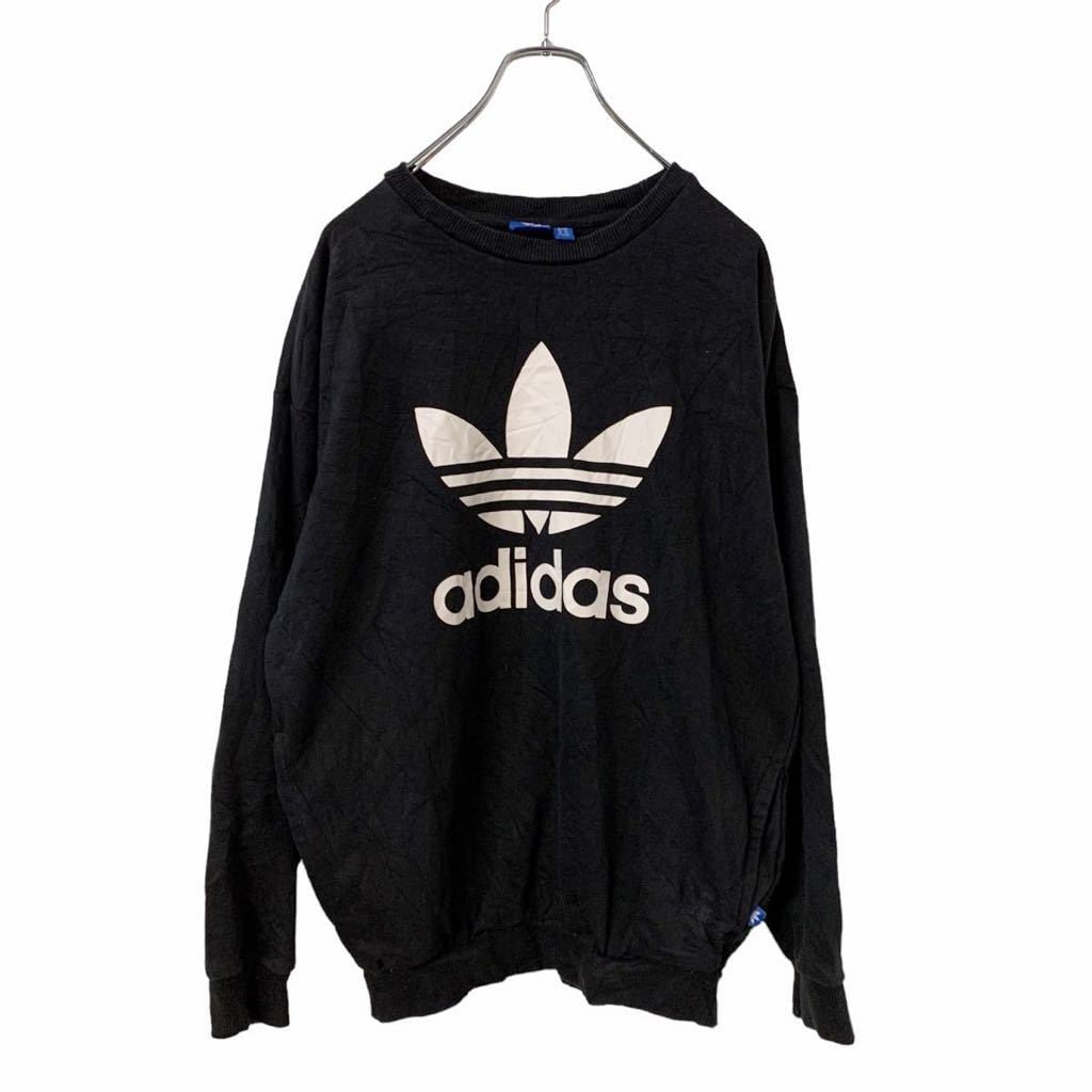 90s アディダス 刺繍ロゴ スウェット トレーナー ブラック 古着 レディース 90's adidas Raglan Sleeve Sweat 刺繍ロゴ S / アディダス