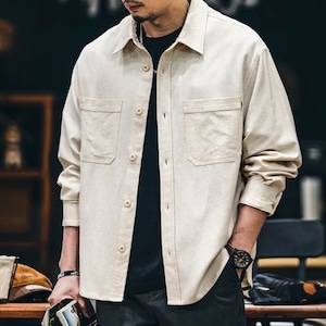 リラックスカジュアル ルーズ長袖シャツ 2カラー 10888