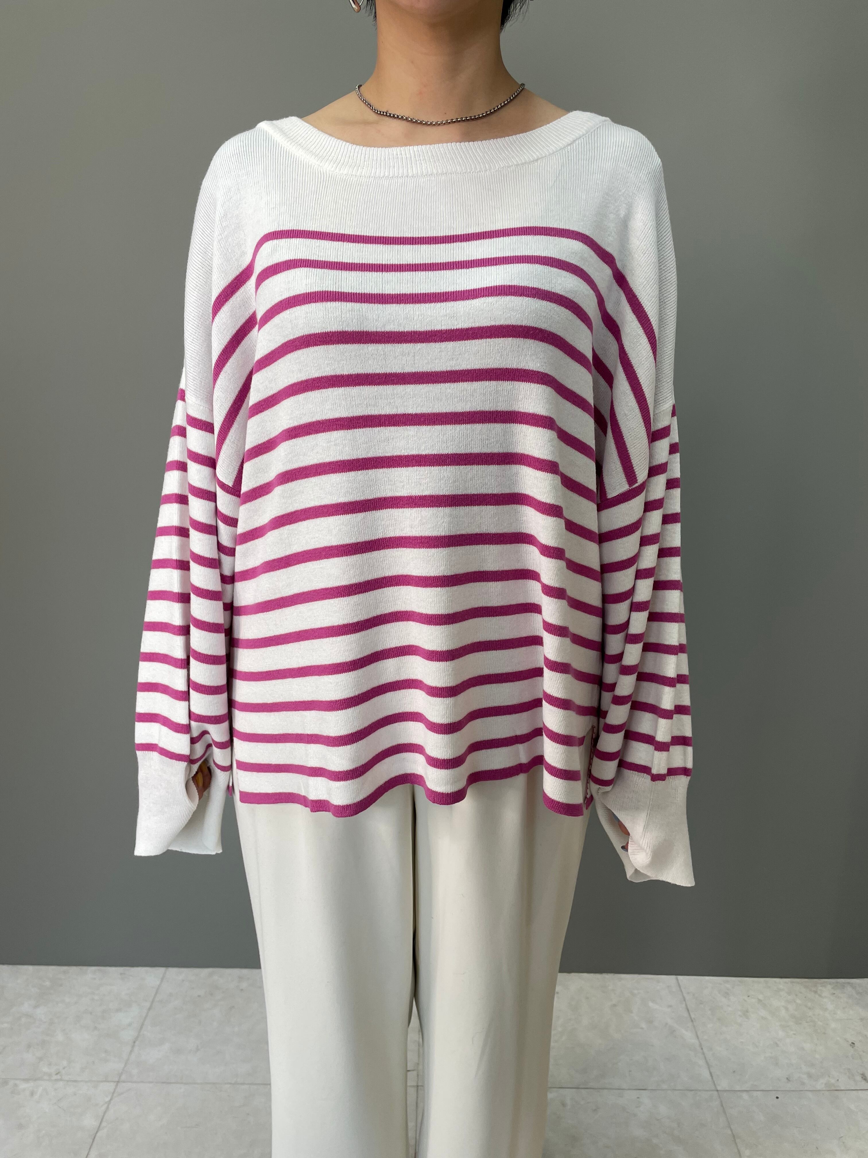 ボーダートップス ピンク Mitent