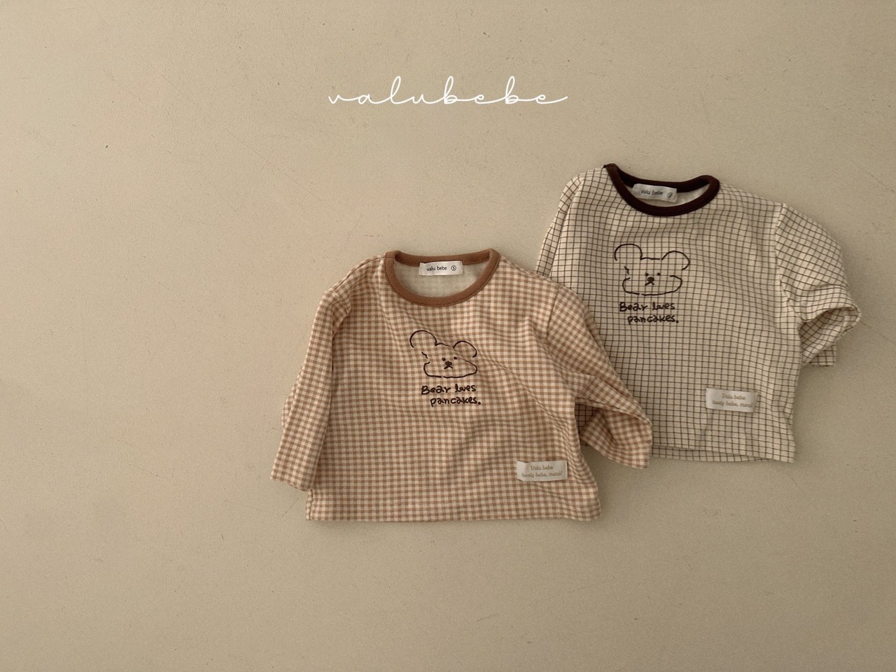 【valu bebe】格子チェックベアT brown check 60〜90cm【240201va】 - 6