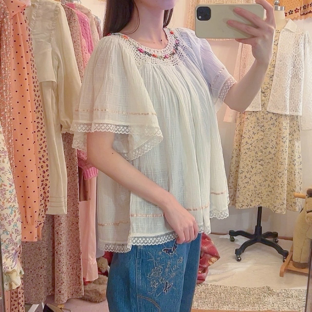 crochet ribbon bohemian blouse