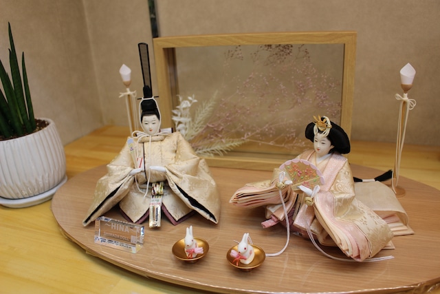雛人形　親王飾り「ナチュラル手描き桜」収納