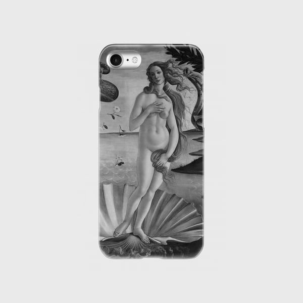 ボッティチェリ「ヴィーナスの誕生」 スマホケース BLACK EDITION