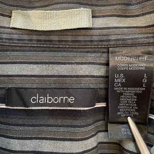 【claiborne】マルチストライプシャツ 長袖シャツ 柄シャツ Lサイズ アメリカ古着