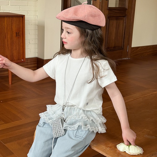 【KID】ビビレタリング刺繍ワンポイント半袖Tシャツ - 9