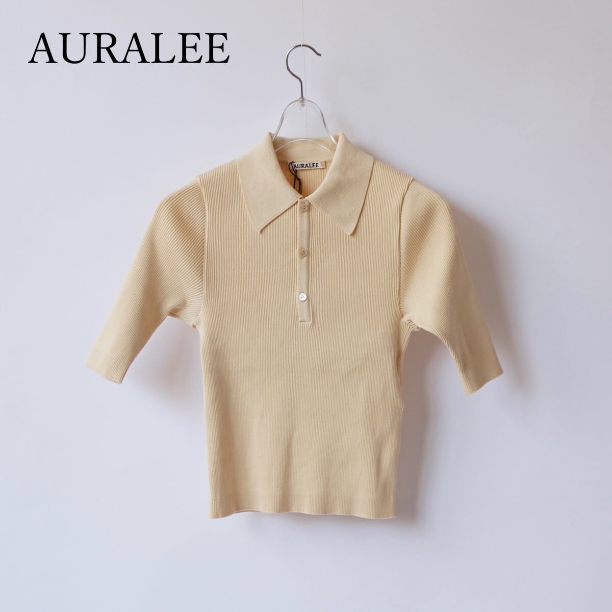 AURALEE/オーラリー・COTTON HIGH GAUGE RIB KNIT POLO | a flat AURALEE/オーラリー・COTTON HIGH GAUGE RIB KNIT POLO | a flat