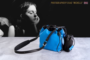 Overseas Sales_Photographer's Bag「MICHELLE」Special Color Silver Brass [Sky Blue × Black]