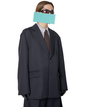 ssstein "WOOL KERSEY OVERSIZED SINGLE BREASTED JACKET〔DARK NAVY〕"