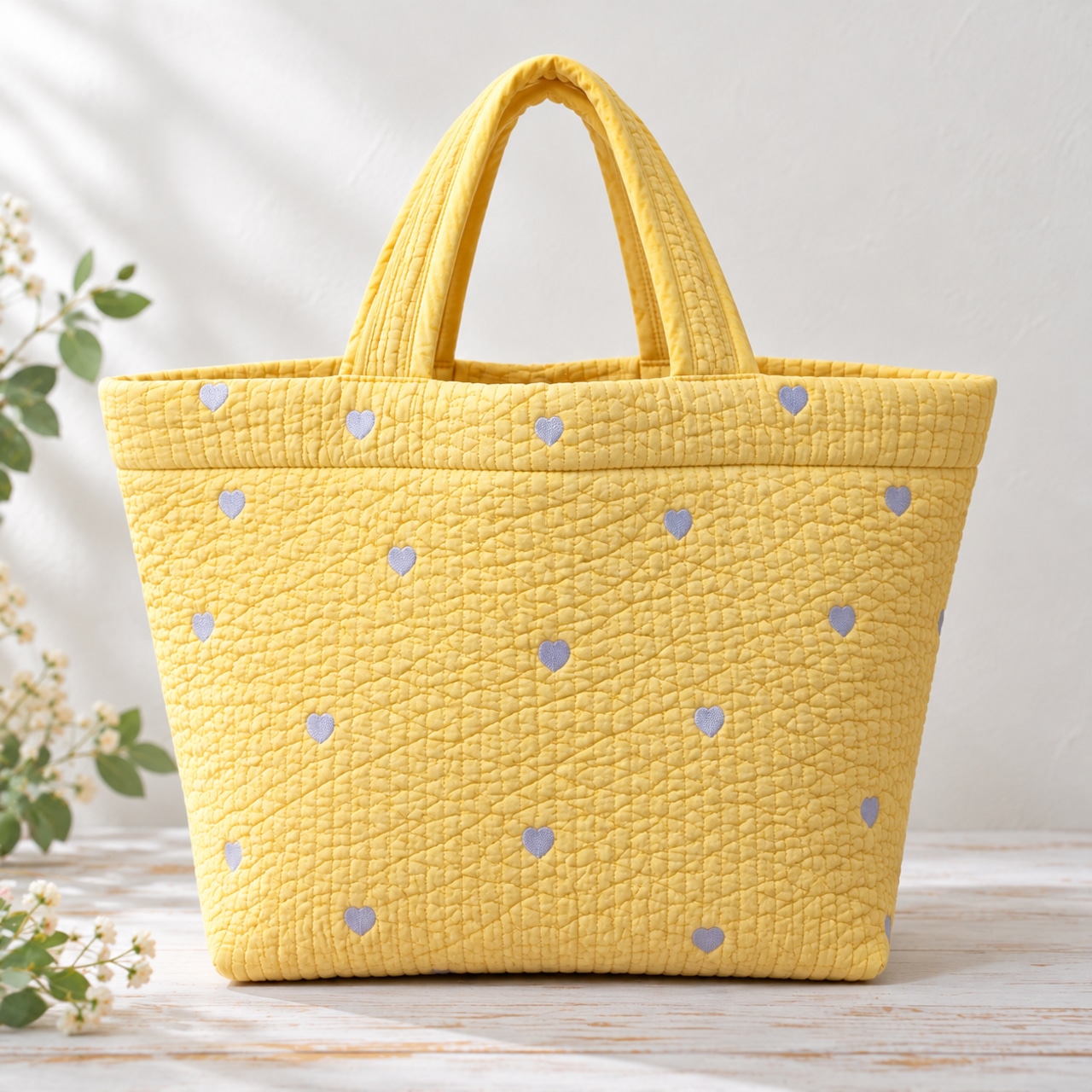 【☆n.k.d☆】あおりポケット付きトートバッグM ハートステッチヌビ No.18［Mサイズ］♡ハートヌビバック♡（ハート刺繍） | Bliss
