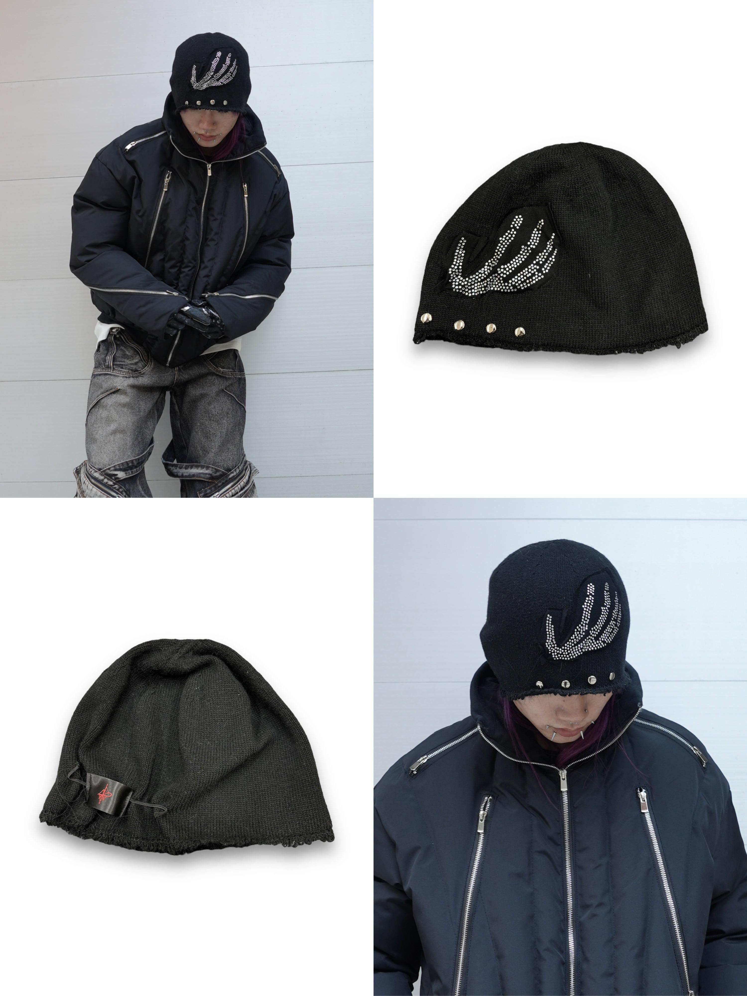【DESTRUCION9 】skull hand studs beanie