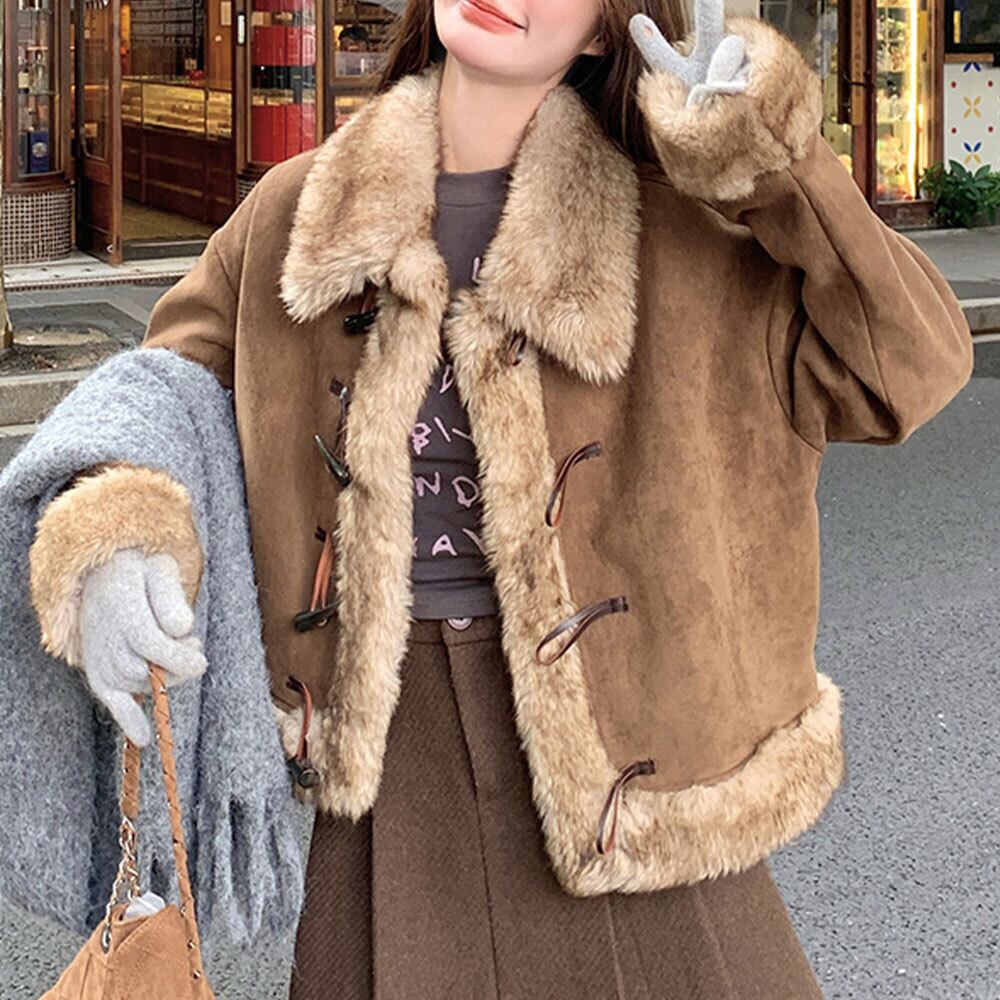 【送料無料】 ムートン ジャケット アウター レディース 秋冬 韓国 防寒 防風 保温 暖かい おしゃれ 大人 かわいい きれいめ スエードジャケット フェイクムートン ブルゾン ゆったり 大人可愛い 大人女子