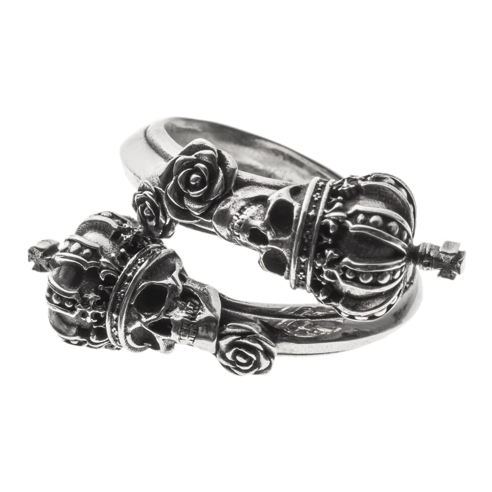 ツインスカルクラウンリング 指輪 AKR0079 Twin Skull Crown Ring
