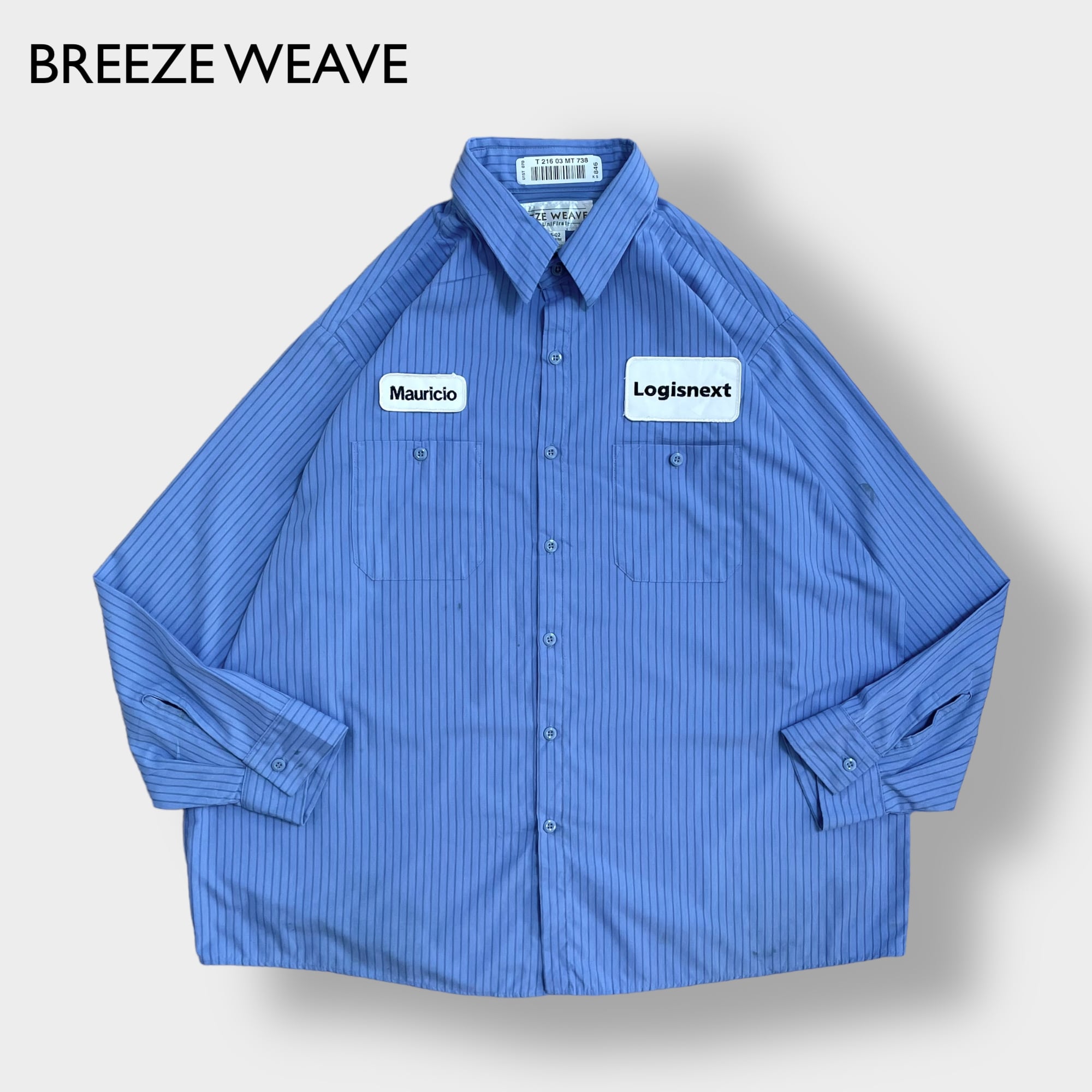 BREEZE WEAVE】MEXICO製 ワークシャツ ストライプ 企業ロゴ 企業系 ...