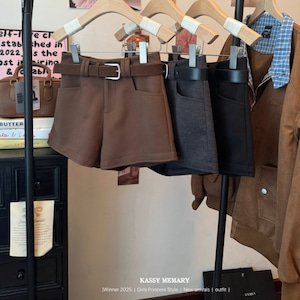 【2点セット】3色／ハイウエストショートパンツ＋ベルト ・73228