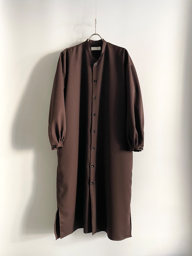 T/f Lv4 wool  twill stand collar dress coat - burnt