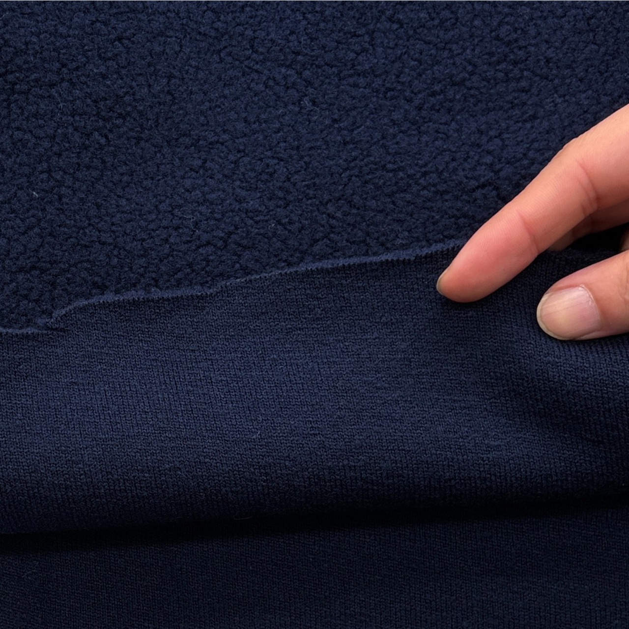 ★TB908◆2m◆ポリエステル100%ボアフリースニット生地◆ネイビー