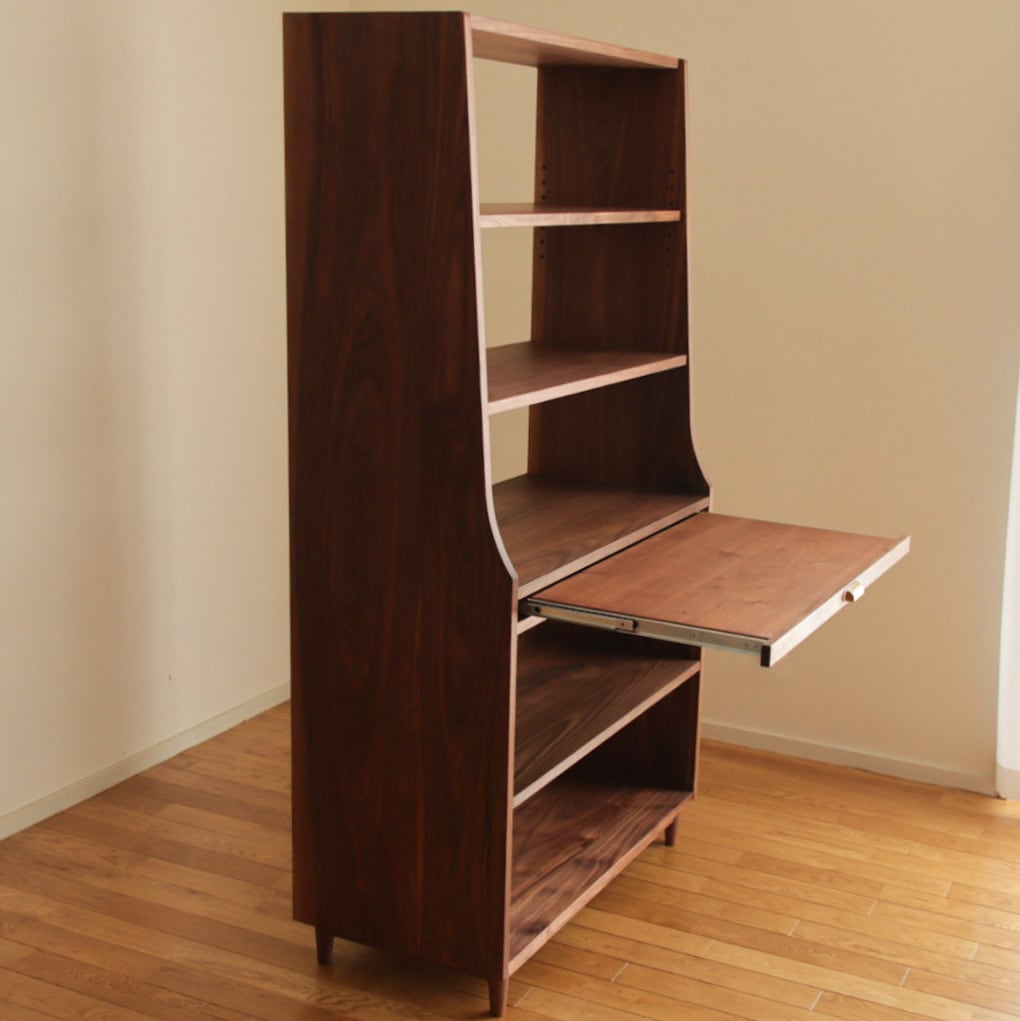 シェルフ 引き出し式天板 サイズオーダー可 ウォールナット shelf02