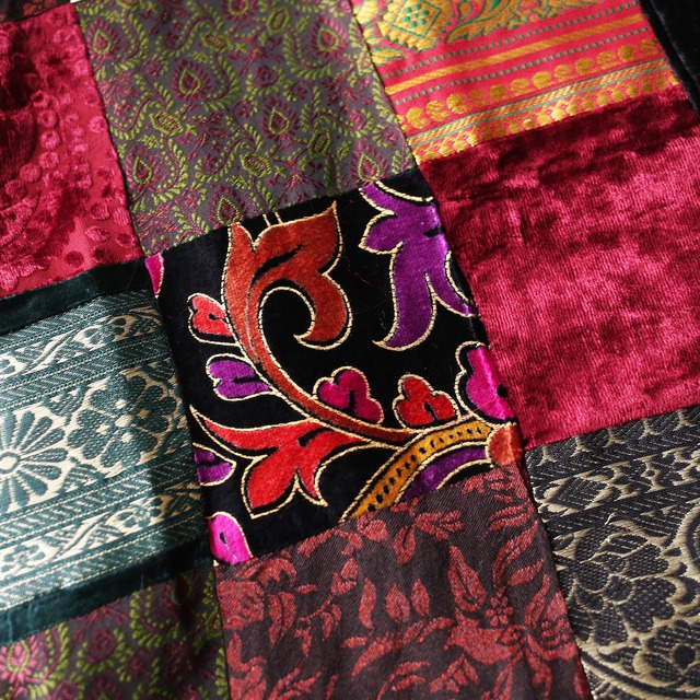 multi fabric pattern velours shirt jacket