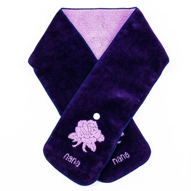 マフラー　横浜ナナ　湘南ナナ　 NANA　ボタン付きナロータオルマフラー　ローズ　紺ラベンダー　nn-tmf4-J