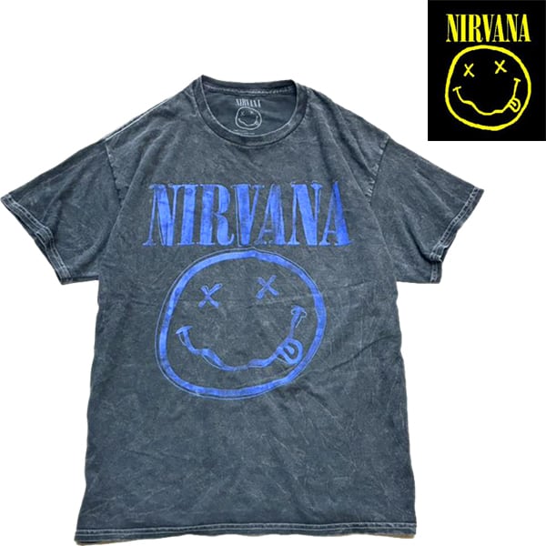 Late 90’s NIRVANA スマイルTシャツ L ニルヴァーナ 1点物◇ニルヴァーナNIRVANAスマイル黒プリントTシャツ古着LメンズXL