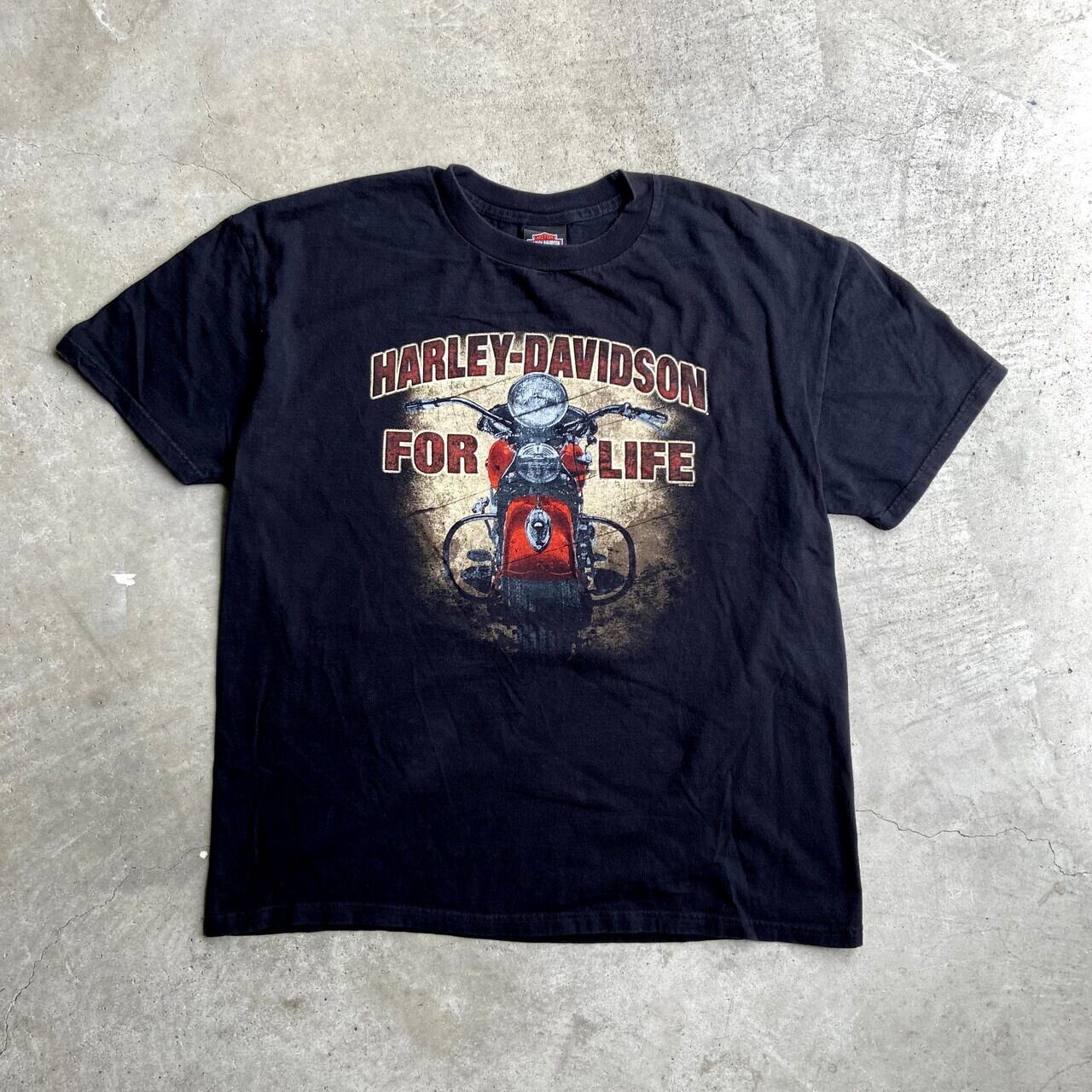 Harley-Davidson ハーレーダビッドソン 両面プリント Tシャツ メンズXL 古着 モーターサイクル バイクTシャツ フロントロゴ  バックプリント ブラック 黒【Tシャツ】【SA21075】 | cave 古着屋【公式】古着通販サイト