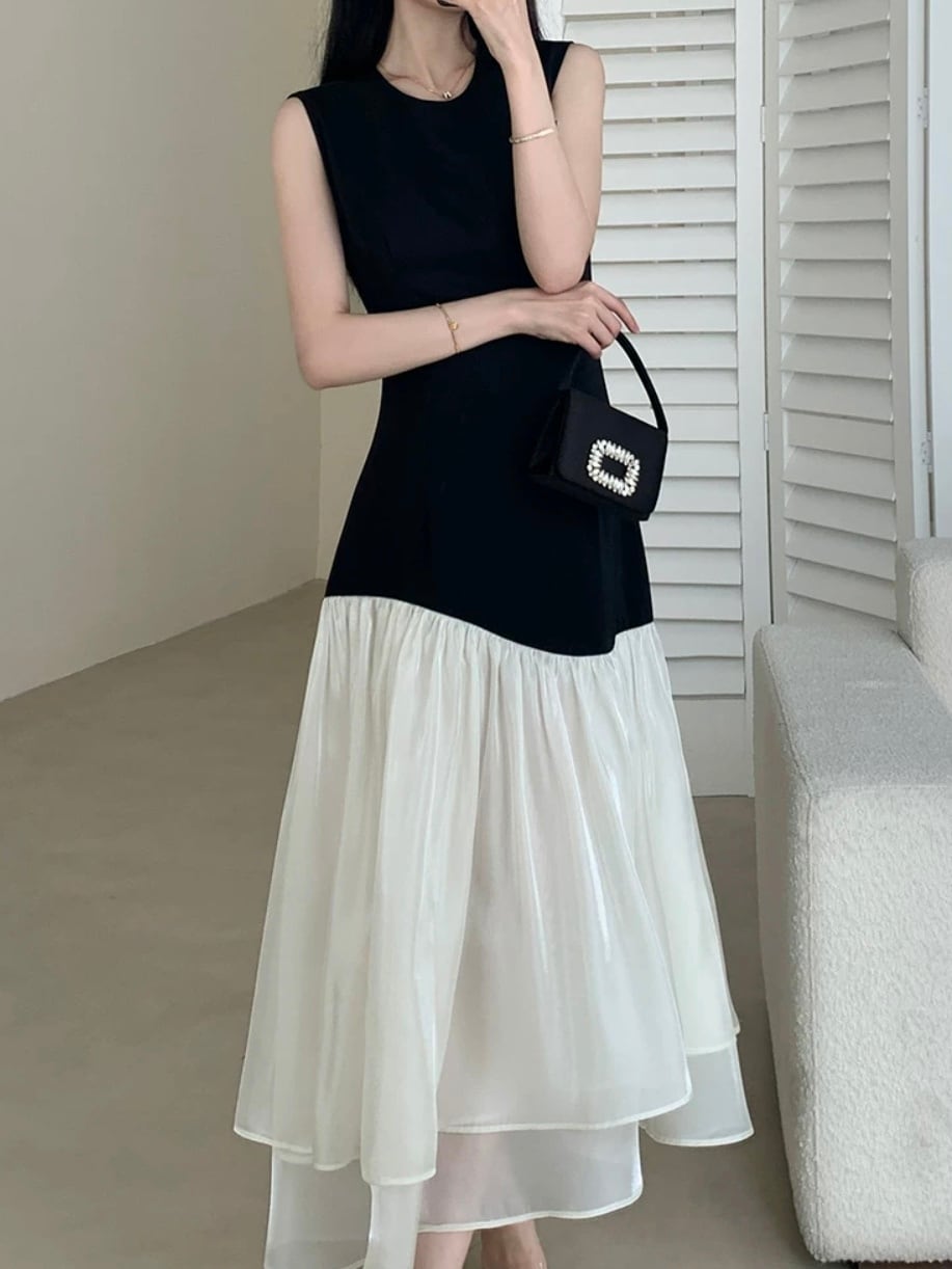 bicolor chiffon docking dress.3161