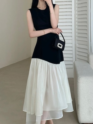 bicolor chiffon docking dress.3161