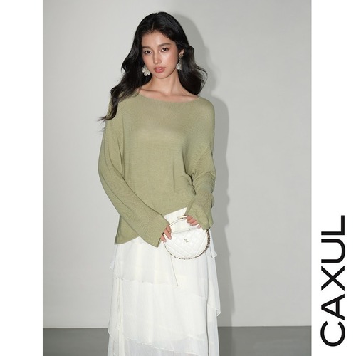 Silk Blend Boat Neck Knit/3color