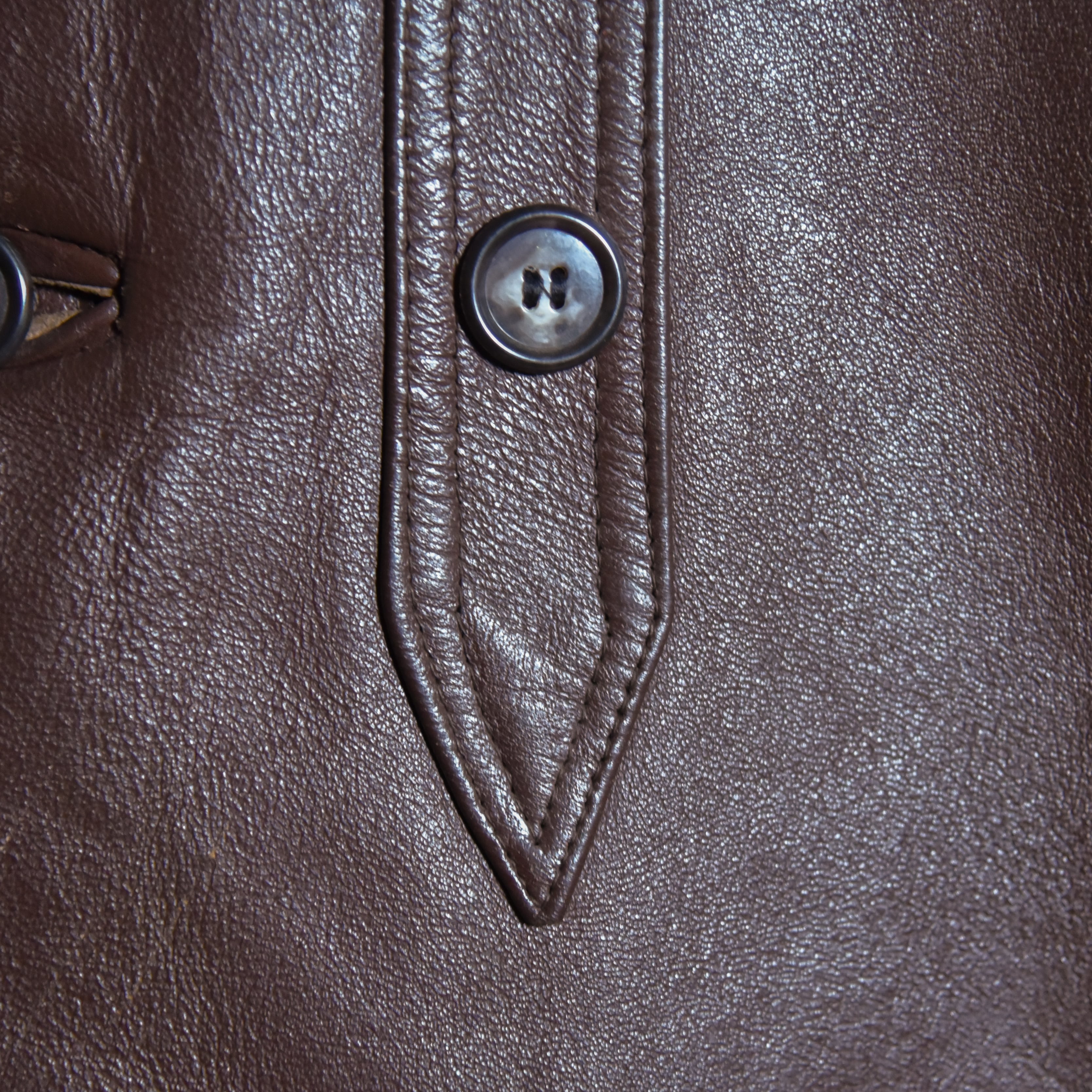 70s Le Corbusier Leather Double Breasted Jacket Brown ル